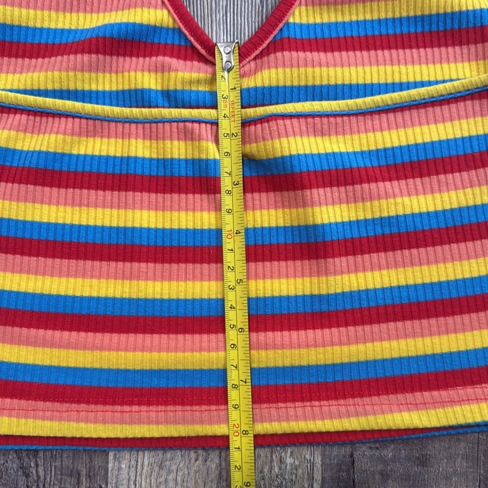 Rainbow Stripe Halter Crop Top New Pride - Picture 10 of 10